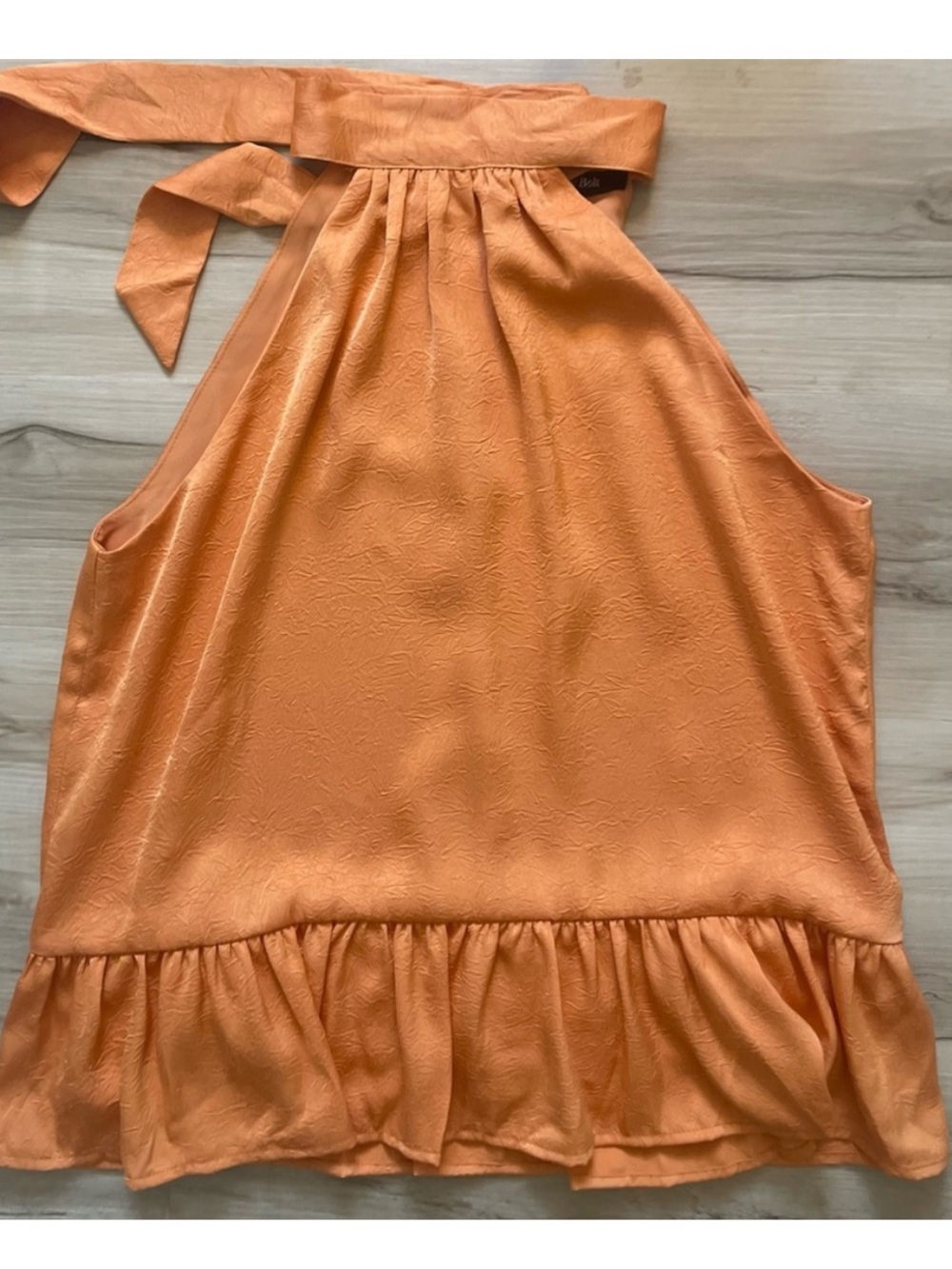 Strut & Bolt Coral/Orange Satin Halter w/ Ruffle Hem